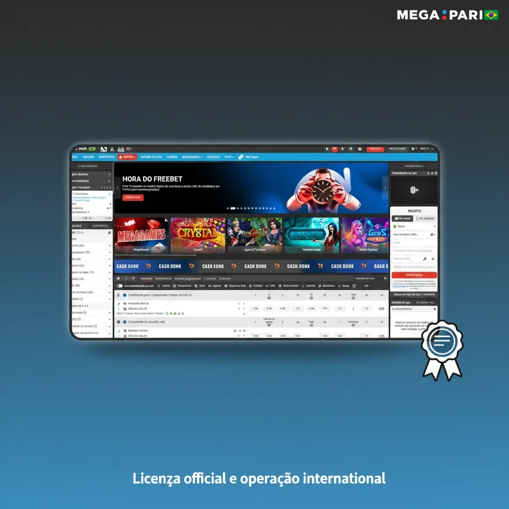 Licença Curaçao eGaming desde 2019, ícones de segurança, KYC e jogo responsável, operação internacional regulada.