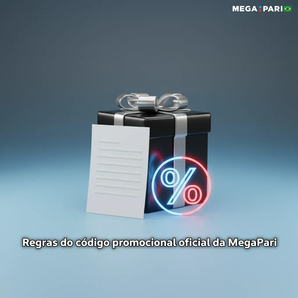 Banner MegaPari com regras do código promocional: bônus 200% até R$2.100, 18+, rollover, odds mínimas e termos.
