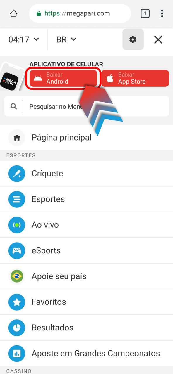 Baixe o APK Megapari e instale facilmente com acesso rápido e seguro.