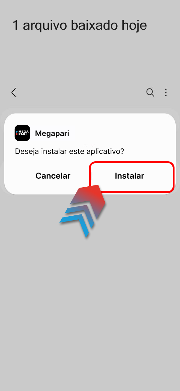 Abra o APK Megapari e confirme a instalação para começar rapidamente.