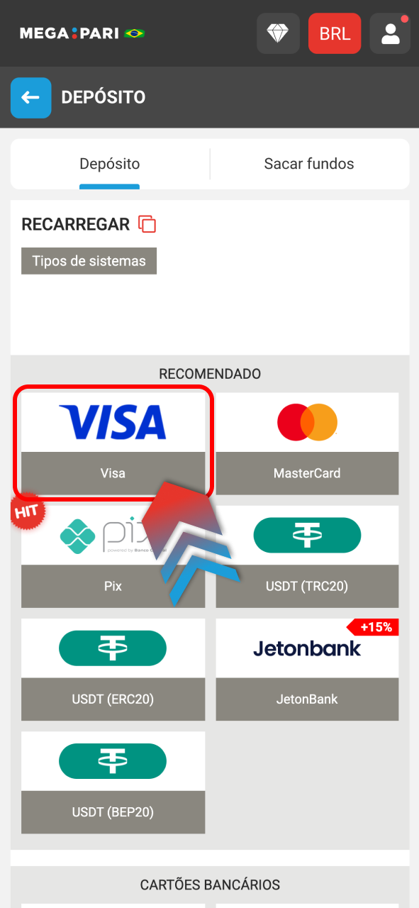 Deposite na Megapari via Pix e comece a jogar com rapidez.