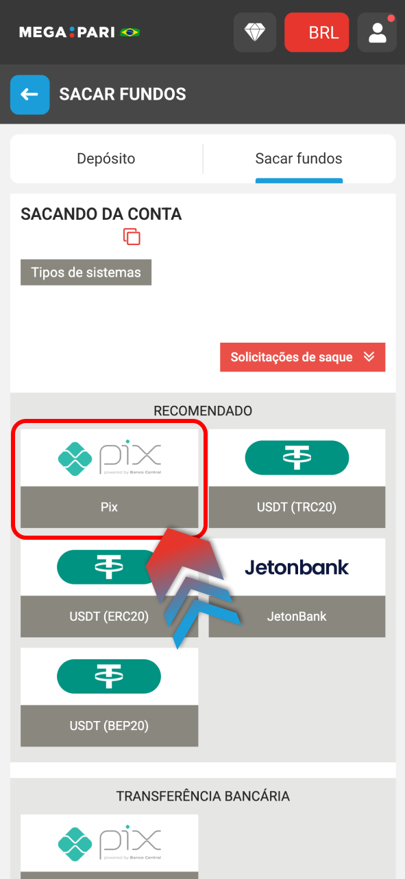 Use Pix na Megapari e receba seus ganhos sem complicações.