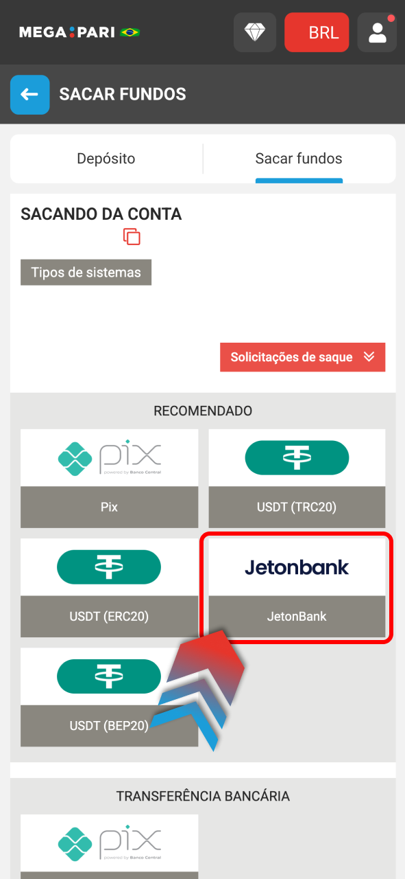 Use carteiras Megapari e realize saques sem complicações.
