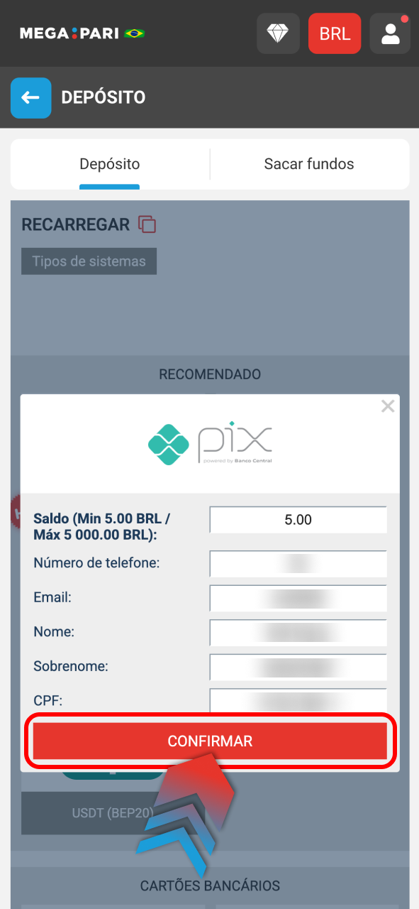Deposite na Megapari via Pix e comece a jogar com rapidez.